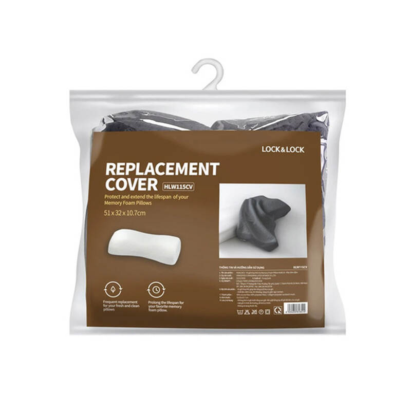 Vỏ Gối Thay Thế Cho Memory Foam Pillow LocknLock HLW115 - Màu Xám Đậm - HLW115CV, , large image number null